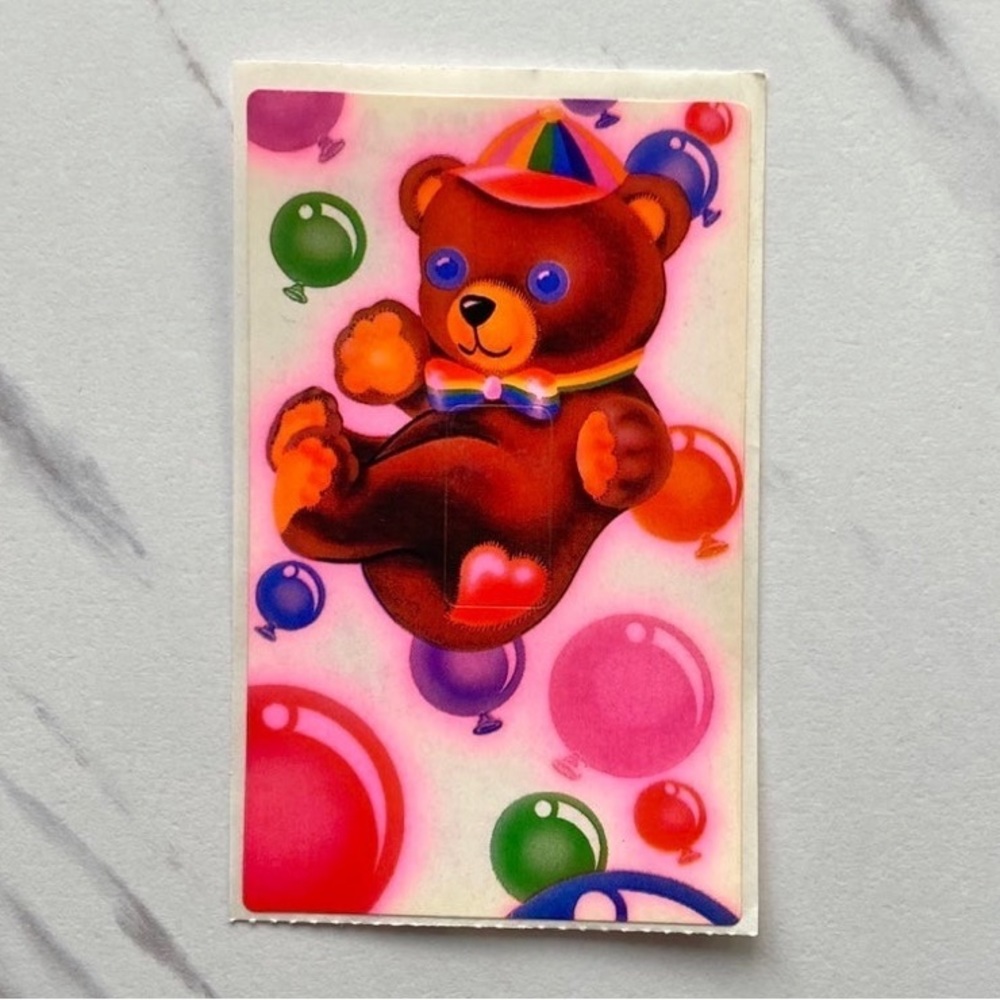 VTG Lisa Frank bear with balloons switchplate cover sticker